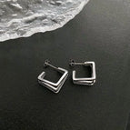 211# Xk Titanium Steel Geometric Earrings Silver