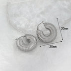 Threaded Cylindrical Hollow Earrings-Steel Color
