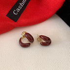 R1313 Red Drop Glaze Double Layer Earrings