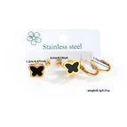 Black Butterfly Hoop Earrings Set 0445