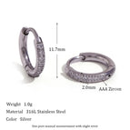 Rounded Edge Zircon Earrings-Steel Color 12mm