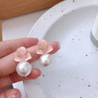 Silver Needle Earrings Pink