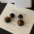 Vintage Leopard Print Round Ball Earrings