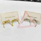 26 [Ag504] Short Bow Earrings Steel Color