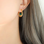 F685-Golden Green Agate Earrings
