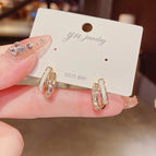 No. 73 Oil Dripping Double-Layer Ear Studs (Real Gold Plating)