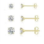 Yellow gold (a pair of price with silver ear plug) / 2mm White Diamond (925 silver)