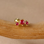 E1234-5-Gold/1.3*1.1cm-Red Diamond-1pc