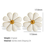 Eh760 White Dripping Oil Gold Stud Earrings