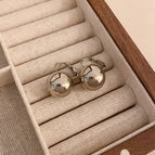 25# Ear Clip-Silver round Beads