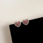 Fully Jeweled Loving Heart Zircon-E0199 Silver Needle