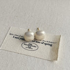 Ivory White Square Pearl Stud Earrings