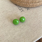 Green Bun Bead Earrings