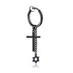 Cross Six-Pointed Star Ear Clip Black