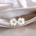 4# Silver Needle-Gold/1.3*1.1cm-Colorful Flowers