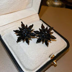 71# Silver Needle-Gold/1.3*1.1cm-Black-Micro-Inlaid Version
