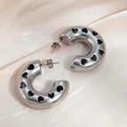 Hollow out Big C Hollow Earrings Steel Color MS-221