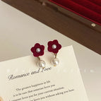 2#Flower Pearl Stud Earrings
