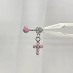 Pink Cross Stud Earrings