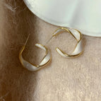 6# White Ear Ring-E0199 Silver Needle