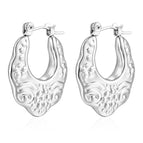 Pattern Hollow Earrings Steel Color MS-144
