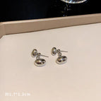 Silver Double Bean Stud Earrings (F2559)