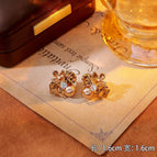 7#Coffee Crystal Sugar Cube Flower Stud Earrings