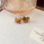 Amber Peach Heart-Silver Needle