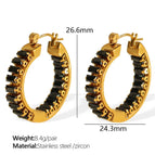 Eh843bkg Black Zirconium Gold Earrings