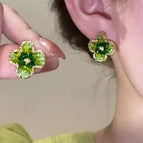 Green crystal earrings