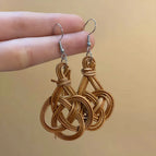 Brown Braided Chinese Knot Ear Hooks