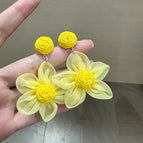 Fabric Daisy Flower Earrings