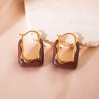 28 # Earrings - U-shaped Geometry (Real Gold Plating)