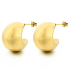 Hollow Fat Half Moon Earrings-Gold Ke109528-WGMW