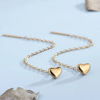 Peach Heart Hanging Earrings Gold
