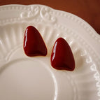 Silver Needle-Red Dripping Oil Water Drop Ear Studs