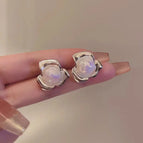 Silver flower earrings