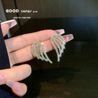 925 Silver Needle--Sparkling Diamond Wing Earrings (A0466)