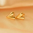 Sterling Silver Needle Love Heart Stud Earrings Pair