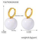 F1675-Gold White Enamel Earrings