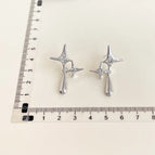 Diamond Water Drop Eight-Pointed Stars-Silver Needle