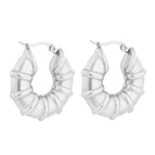 A Style Fat Bamboo Hollow Earrings-Steel Color Ke109511-WGMW