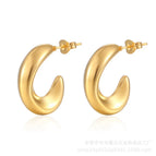 Irregular C- Shaped Earrings Golden MS-018