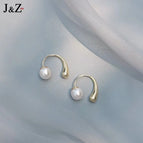 Simple pearl ear hooks
