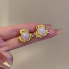 Gold Flower Stud Earrings