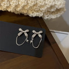 Silver Bow Stud Earrings