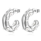 C- Shaped Sticky Pearl Earrings