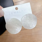 Simple White Acrylic Round Stud Earrings