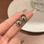 120-Glossy Silver Bean Mosquito Coil Clip-on Earrings