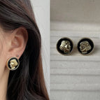 0051 Premium Black Left and Right Side Portrait 925 Silver Needle Diameter 1.8cm